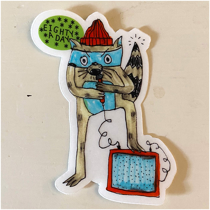 punk raccoon clear back sticker